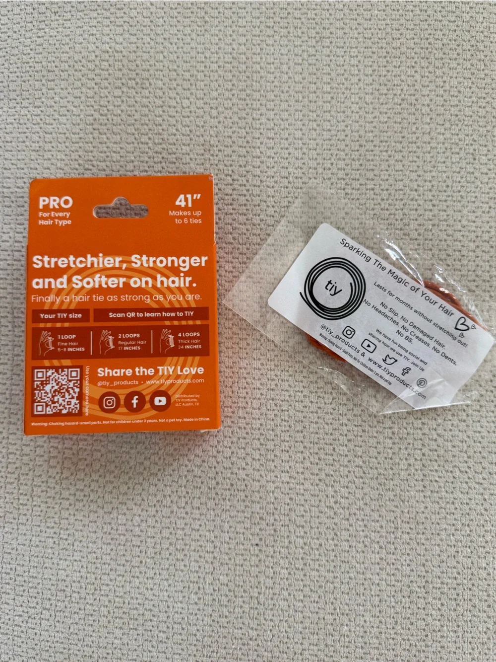 Orange TIY Modern Hair Tie - New - 3 pack